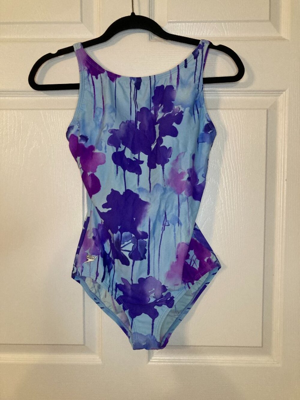 Speedo Women's Light Blue & Purple Floral Watercolor One-Piece - Size 10